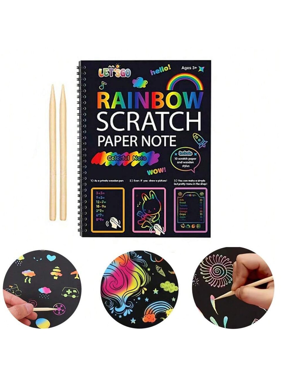 12Pcs Rainbow Scratch Notebook Set, Colorful Art Paper Kit, Ideal